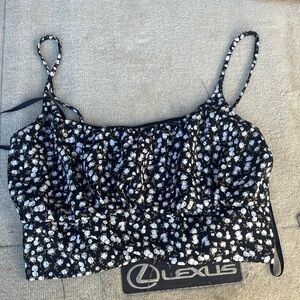 Black and white floral tank